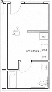 Floor plan for studio, 1 bath, 336 sqft